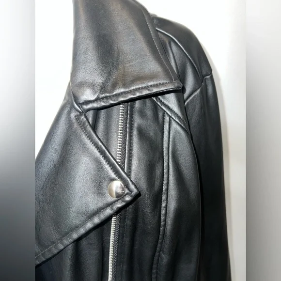 Women’s Jacket (Ashley Stewart Faux Leather Peplum Moto Jacket) - Picture 3 of 5